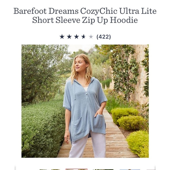 Barefoot Dreams Cozychic ultra light short sleeve zip up hoodie
Size L/XL. NWT - Picture 3 of 11